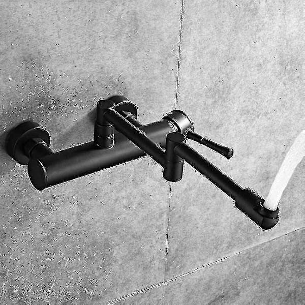 Fong Væghængt Køkkenarmatur Foldbar Teleskopisk Sort Væghængt Armatur Messing Væghængt Armatur Væghængt Mixer Keramisk Køkkenvask