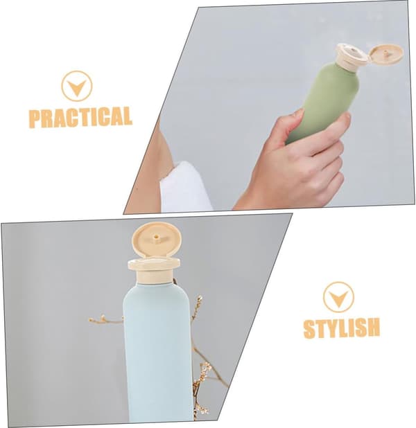 2 st påfyllningsbara plastflaskor för balsam och schampo 260 ml läckagesäker pumpdispenser