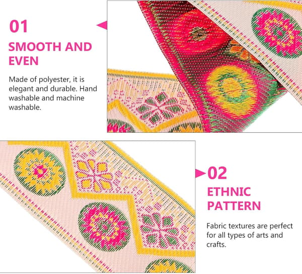 5 cm etnisk broderi blomsterbånd til DIY tøjtilbehør