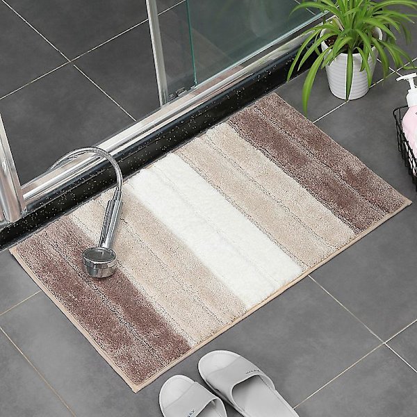 Chenille Badeværelsesmåtte, Absorberende, Skridsikker, Fløjlsblød Gradient Brown 45*65CM