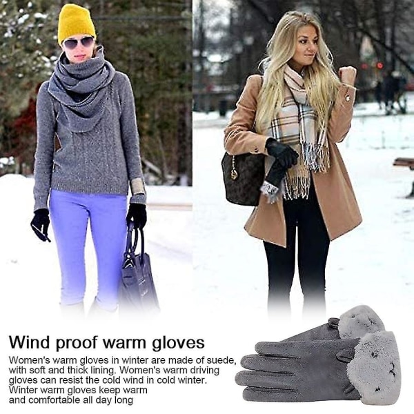 Vinterhansker for kvinner Kaldt vær berøringsskjerm teksthansker - varme termiske hansker vindtett