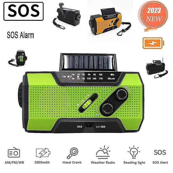 4000mAh Powerbank Multifunktionell Bärbar Radio FM AMWB Handvev Sol Dynamoficklampa SOS Nödväderradiomottagare Red