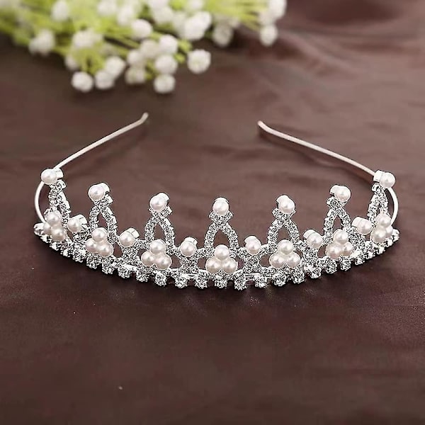 Lapsen Kristalli Tiara Kruunu Kukkatytöille, Helmi Prinsessan Puku Kruunu
