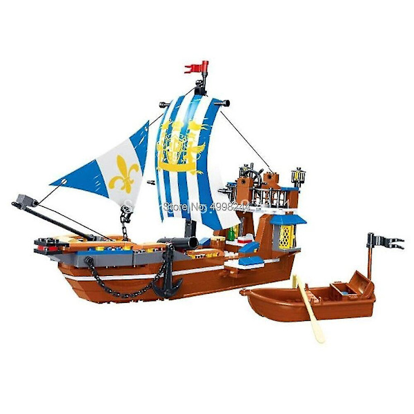 Piraternas Kungliga Krigsfartyg Skepp Kanon Byggsten Leksak