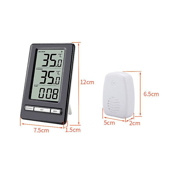 Hygrometer Fuktighetsmätare, Trådlös Inomhus Utomhus Termometer Med 1 Fjärrsensor