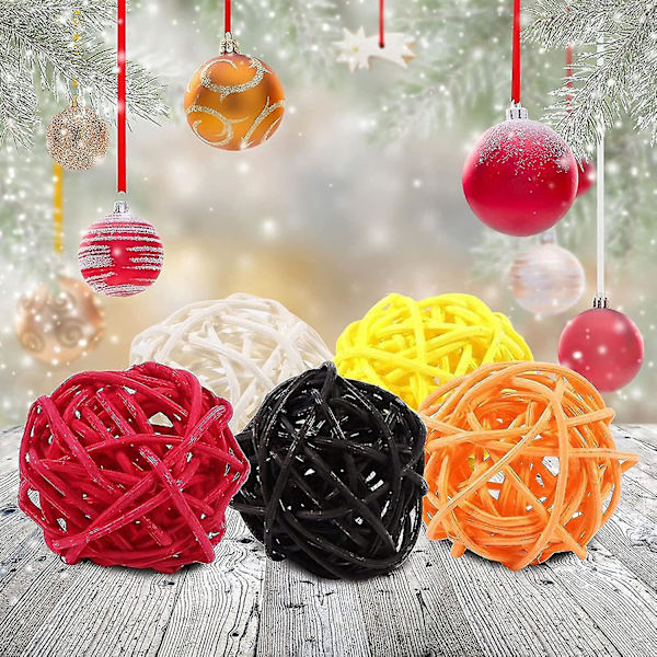 20 st Wicker Takraw-prydnader Fotorekvisita Heminredning 3cm (vit)-yuhao black