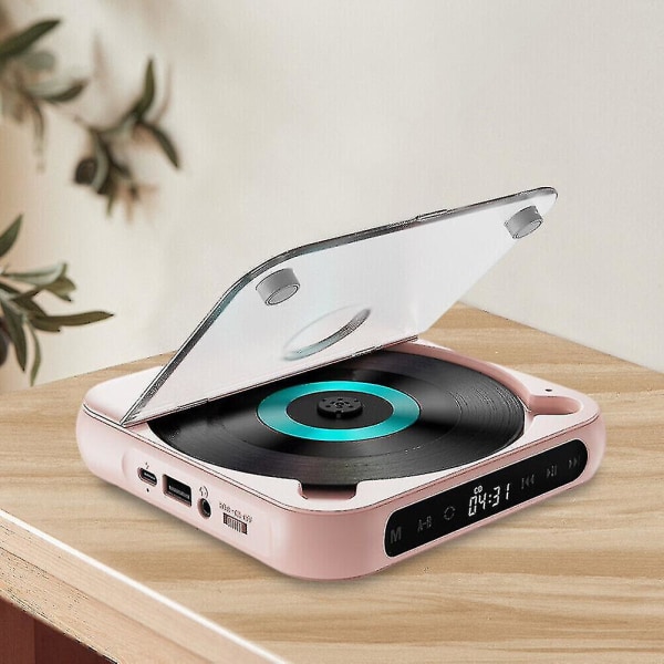 CD-soitin A-b Toista Bluetooth-yhteensopiva CD-soitin Muistitoiminto kotiautoon Pink