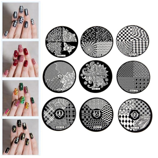 Gjør-det-selv Nail Art Bilde Stempel Stempling Plater Manikyr 9 stiler