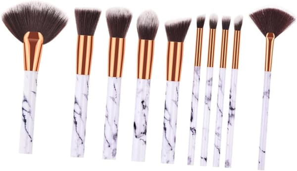 30 stk. professionelt makeupbørstesæt i nylon med marmorlook