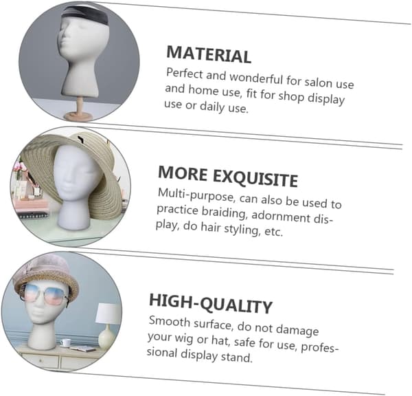 2 stk Profesjonell Mannequin Hode Kvinner Parykk Hode Modell Parykk Display Hatt Stativ Hårtilbehør