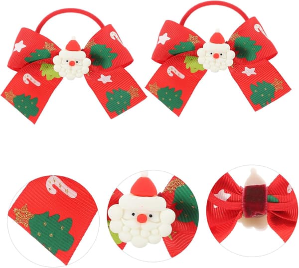 2 st julrosetter hårband för flickor elastiska hästsvanshållare rosettknutsdesign för julfester och vardagsbruk