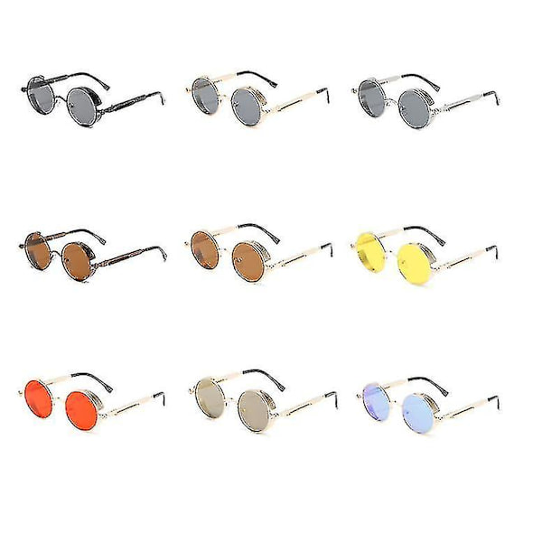 Retro Runde Solbriller i Metall color6