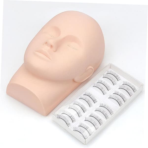 Vipper Mannequin Hode for Øyenvippeforlengelse Praksis, Silikon Sminke Mannequin Hode