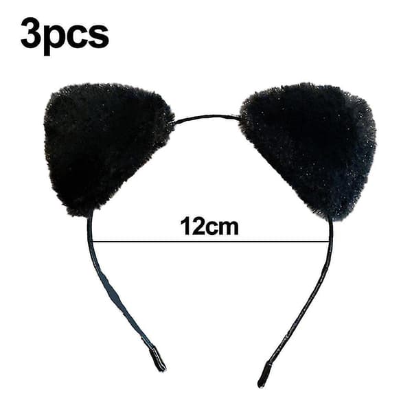 3 stk. Søde Pandaøre-Hårbånd Fluffy Pom Pom Hårbånd