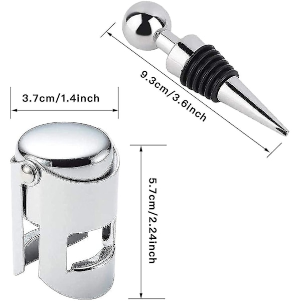 Sæt med 6 Flaskepropper Vin Champagne Propper Rustfrit