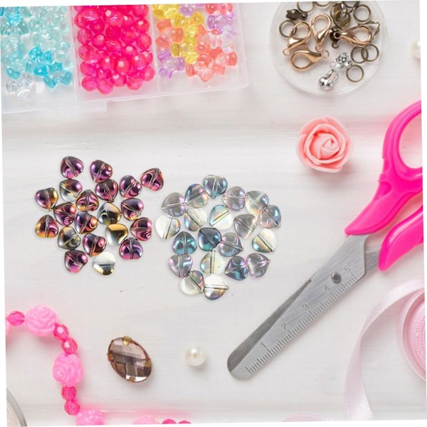 DIY Smykkelaging Hjerte Glassperler Fargerike Gradientperler