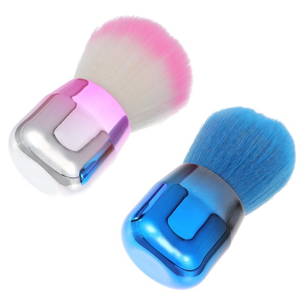2 stk bærbare professionelle Nyttige løse pulverbørster Blusher-børster Makeup-børster