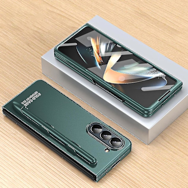 Fodral för Samsung Z Fold 5 med S Pen & S Pen-hållare, Inbyggt skärmskydd Galaxy Z Fold 5 Fodral green