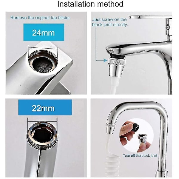 360 Graders Drejelig Vandhane Sprinkler, Rotations Vandbesparende, Vandhane Forlænger, 1 Styk, Hvid