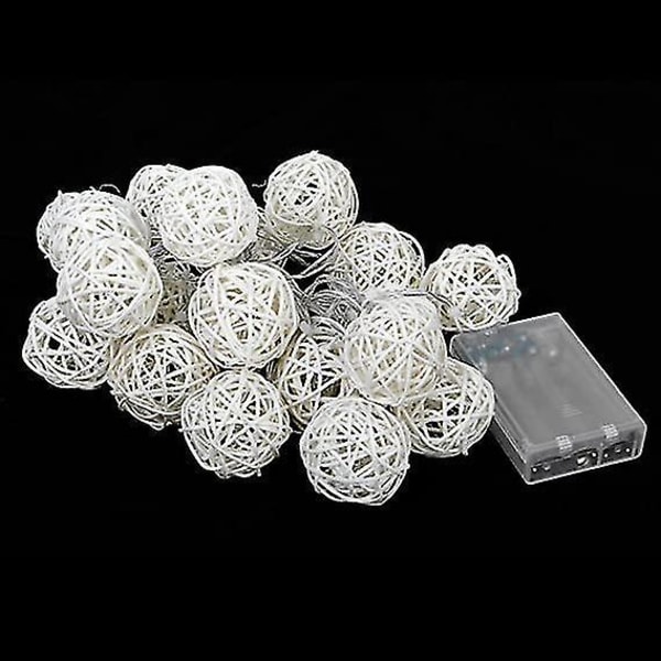 20 LED Rattan Boll Fairy String Lights Utomhusbelysning Dekoration