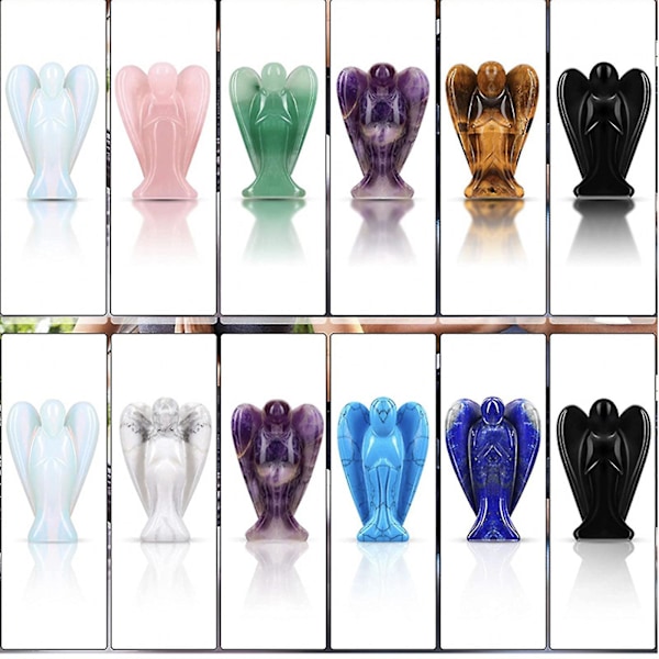Krystal Engel Dekoration Tigerøje Healing Poleret Natursten Skulptur Statue Håndskåret Søde Figurer