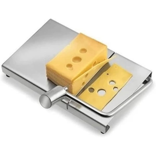 Osteskjærer, rustfri ståltrådsmørkutter, med serveringsplate, for hardt og halvhardt ostesmør