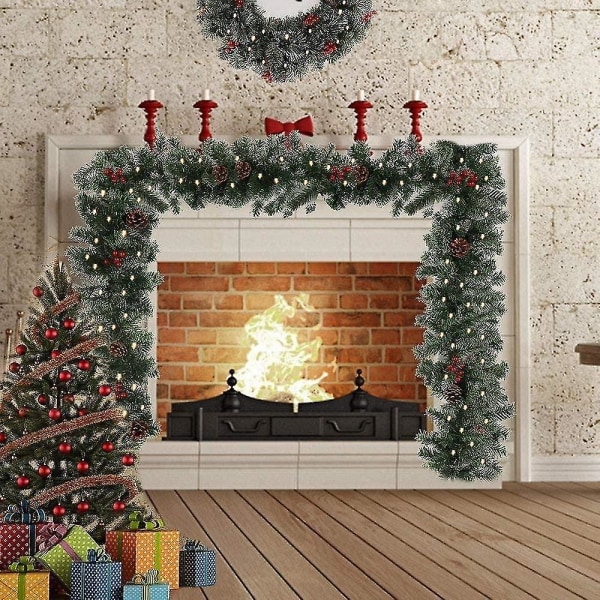 8,8 fot Pre Lit Christmas Garland Wreath 50 lys for trapper