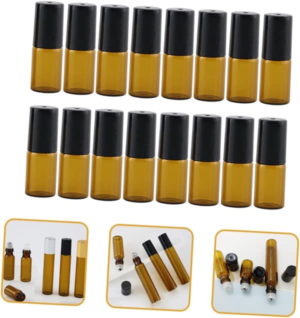 20 st 3 ml eteriska oljerullflaskor Glasrullflaskor Svarta plastlock