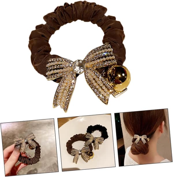 Sløjfe Hårelastik Rhinestone Elegant Hårring Piger Dekorative Bånd Scrunchies til Festlige Lejligheder Elastisk Tilbehør