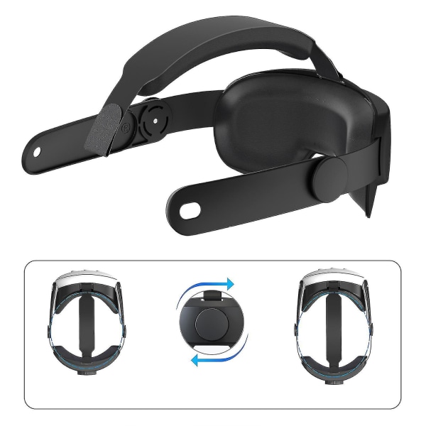 Huvudband för Meta Quest 3, Justerbart Bekvämt Huvudband för Oculus Quest 3, Avtagbara Tryckuppgraderingar Elite Strap Black