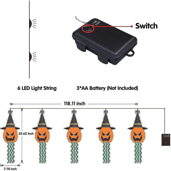 11,5 fot Batteridrevet LED Glødende Halloween Spøkelseslys Dekor For Fest Hjem Hage Hage Tre T-yuhao