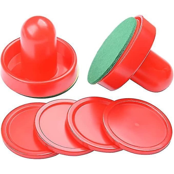 Lufthockey-pushere 2 stk 60mm filtpusher 4 stk røde pucker erstatning