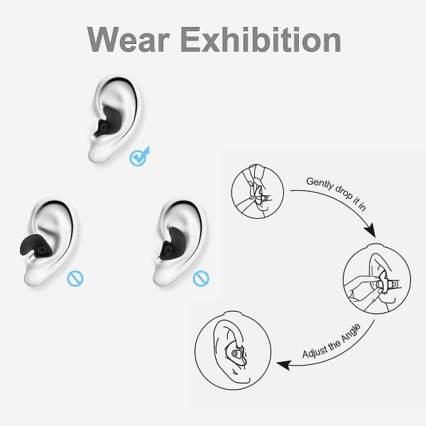 Svømmeørepropper for voksne, vanntette gjenbrukbare myke ørepropper i silikon Ørebeskyttelse