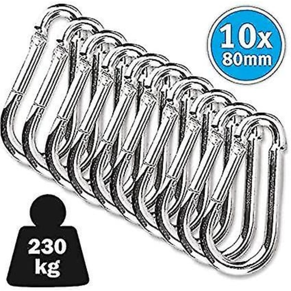 Karbinhake 80mmx8mm, 10-pack, Galvaniserat Stål
