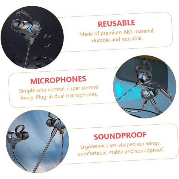 Ergonomiska Arc-formade Öronvingar In-ear Trådbundna Gaming Hörlurar Mikrofon