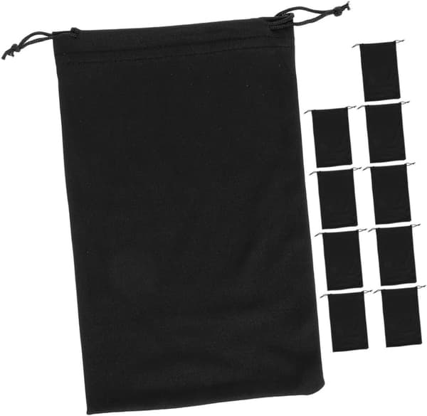 10 stk. mikrofiber skibrillepose blød snørepose til solbriller, ski- og snowboardbrilleetui