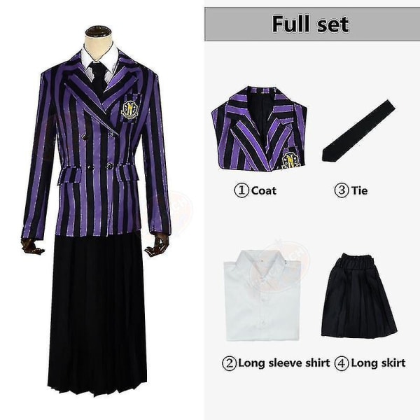 Wednesday Addams The Addams Family Nevermore Kostym Uniform Set Kvinnokläder S Style 7