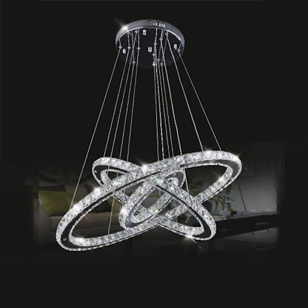 3-rengas 40 cm kristalli LED-kattokruunu metallipyöreä moderni