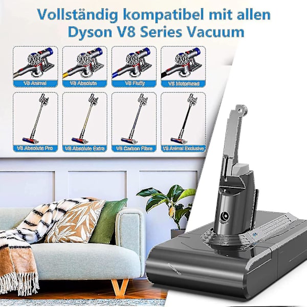 V8 Batteri, 21.6v 6000mah Sv10 Batteri Kompatibel V8 Fluffy,v8 Absolute,v8 Animal Trådløs,v8 Motorhead Støvsuger,sv10 Trådløs Håndholdt Støvsuger