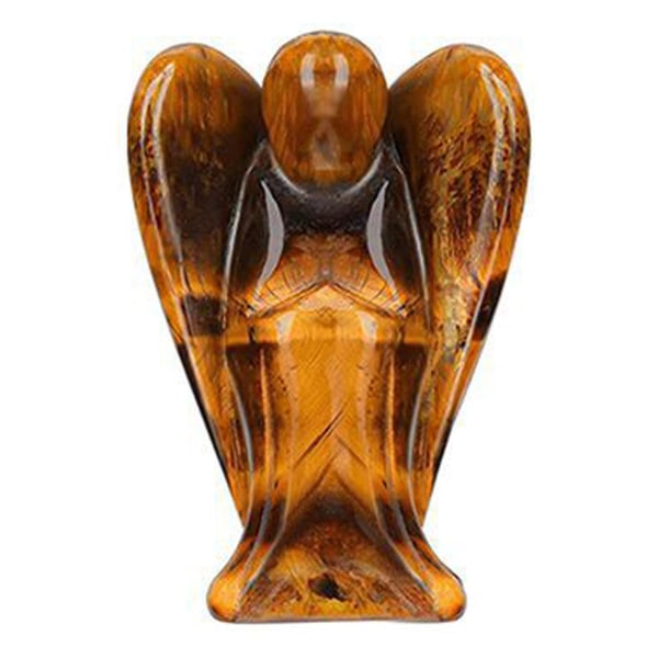 Crystal Angel Decor Tigers Eye Healing Polished Natural Stone Sculpture Statue Hand Carved Cute Figurines