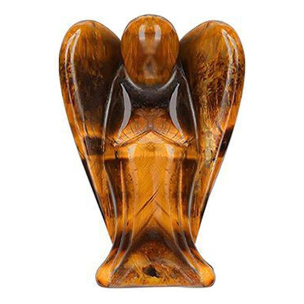 Krystal Engel Dekoration Tigerøje Healing Poleret Natursten Skulptur Statue Håndskåret Søde Figurer
