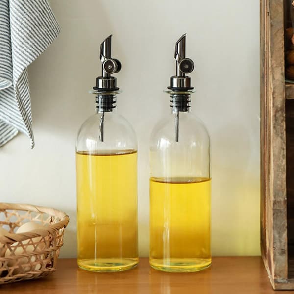2 stk. oljedispenserflasker i glass 500 ml oljeoppbevaringsbeholdere med solid design egnet