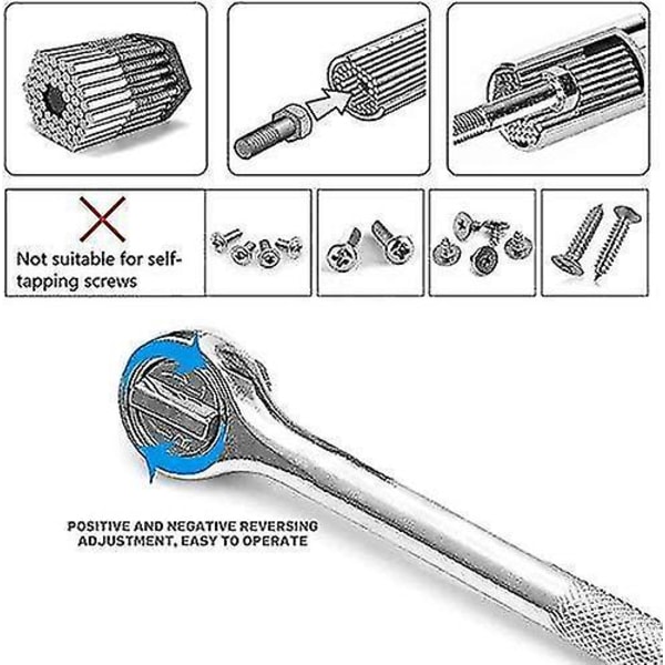 Universal 7-19mm Power Drill Ratchet Monitoiminen