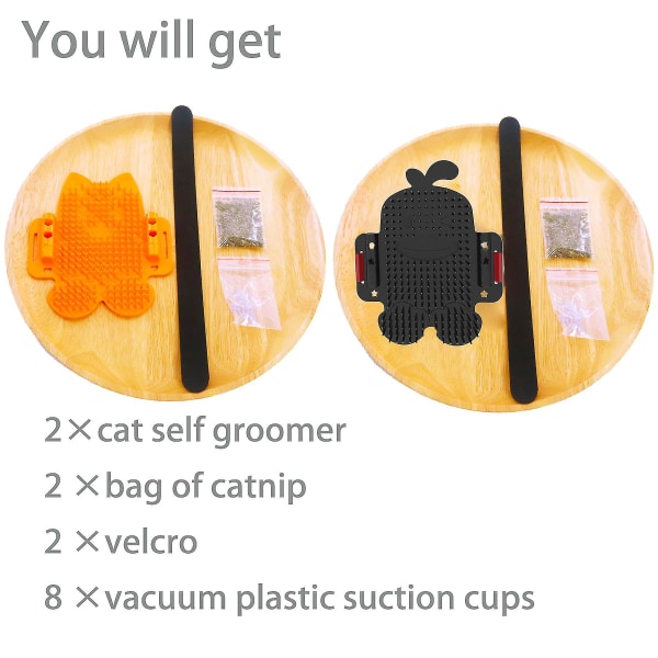 2 pakker Cat Self Groomer, Pet Massage Combs Børste, Cat Wall Scratcher Cat Grooming børster til indendørs katte, Hundebadebørste med katteurt, selvmassage