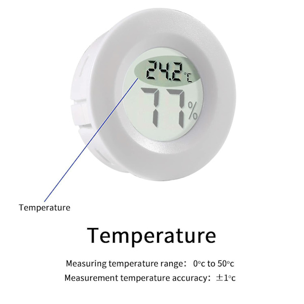 3 stk. Mini Rundt Hygrometer Termometer Digital LCD Skærm Måler Måler Indendørs Gave