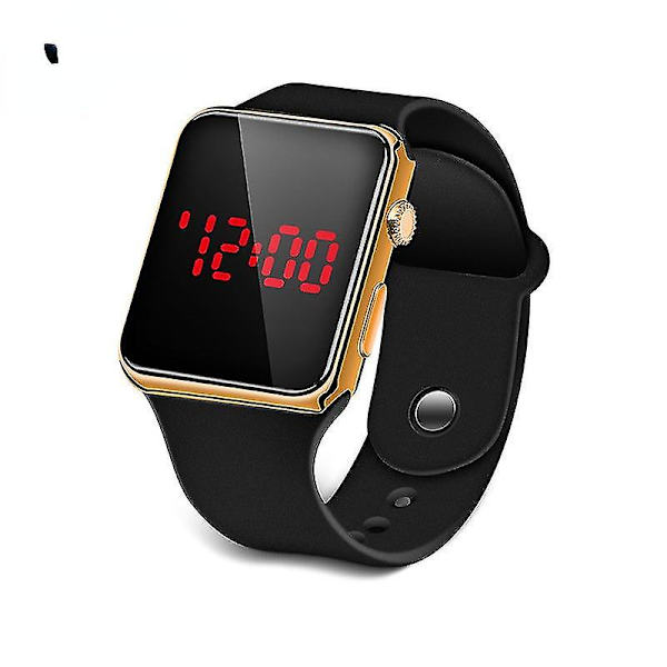 LED-belagt Liten Kvadratisk Elektronisk Klok Innovativ Ung Mann Og Kvinne Student Elektronisk Lommeklokke Black belt rose gold shell