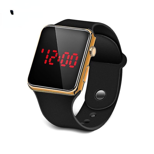 Led sähköpinnoitettu pieni neliö elektroninen watch Innovatiivinen nuorten mies- ja naisopiskelijoiden elektroninen watch Black with golden shell