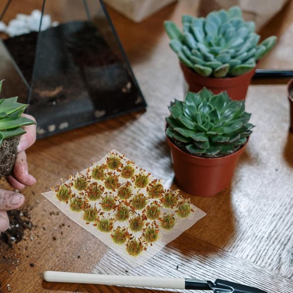 Miniatyr gresstuster gul 24 stk. Modelljernbane statiske gressklynger