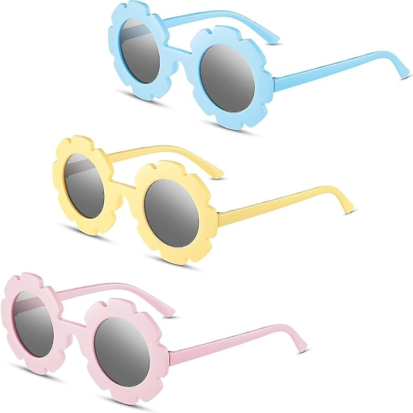 3 stykker runde blomst solbriller Søte utendørs strand solbriller Eyewear for barn