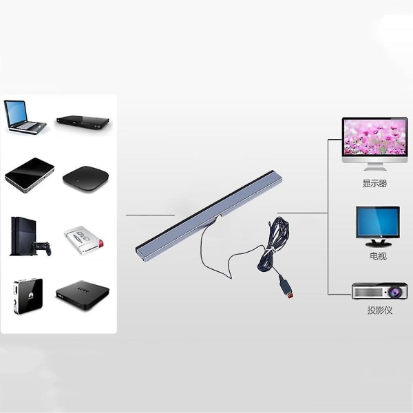 Kabelført infrarød TV Ray Sensor Bar for Nintendo Wii Wii U